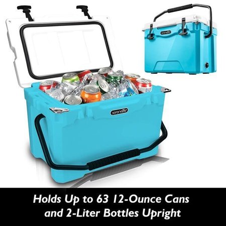 SERENELIFE Portable Cooler Box - Holds Up to 63 Cans, Keeps Ice Up to 5 Days, Heavy-Duty 25-Quart (Blue) SLCB25BL